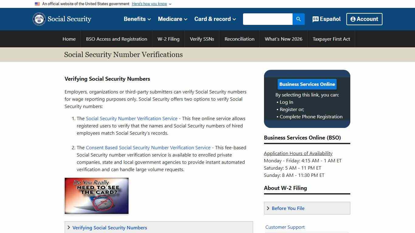 Verifying Social Security Numbers
